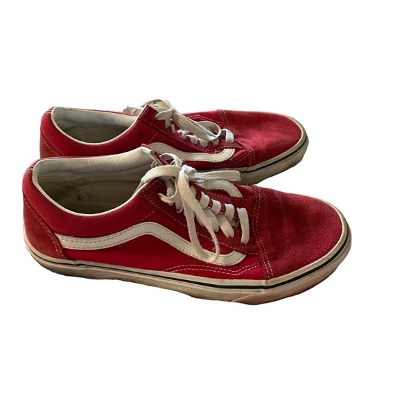 Vans Old School Racing Red Suede Low Top Shoe men's size 7 - Picture 1 of 4
